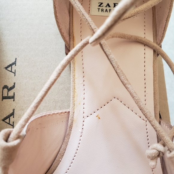 Zara Taupe Lace Up Flats - Picture 6 of 12